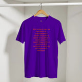 Purple affirmation quote t-shirt on hanger, Behave as Beautifully as You Can collection by Le Van Kamp Studio
