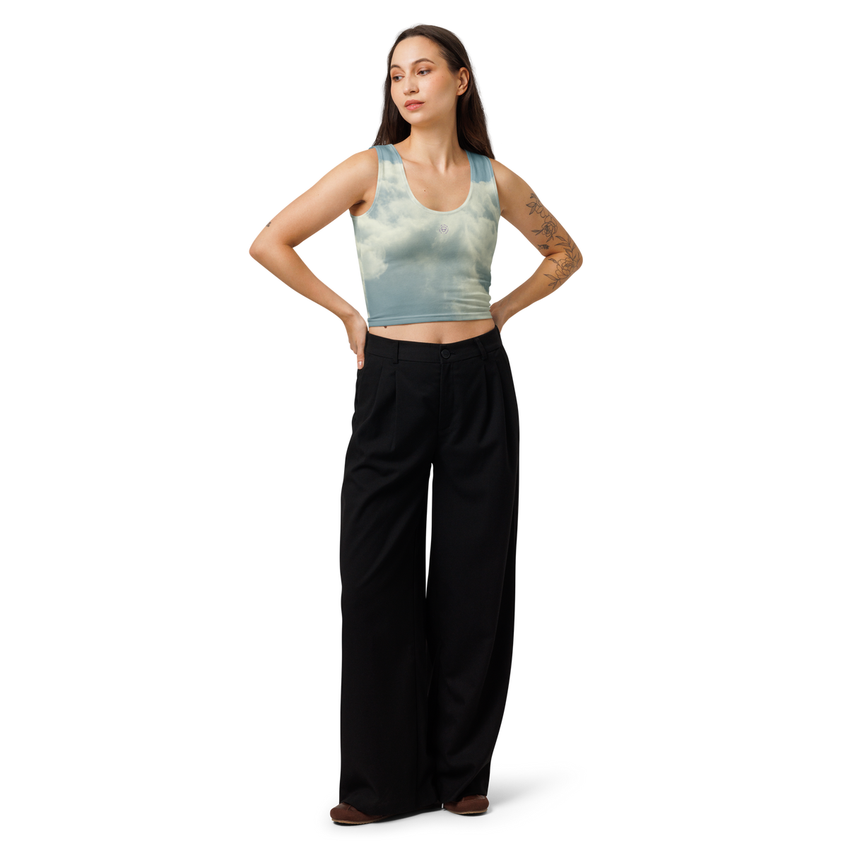 In The Zone cotton crop top white front detail — Le Van Kamp Studio