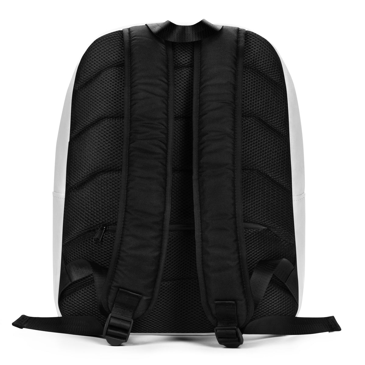 Yin Yang minimalist backpack in white, back view showing straps — Le Van Kamp Studio