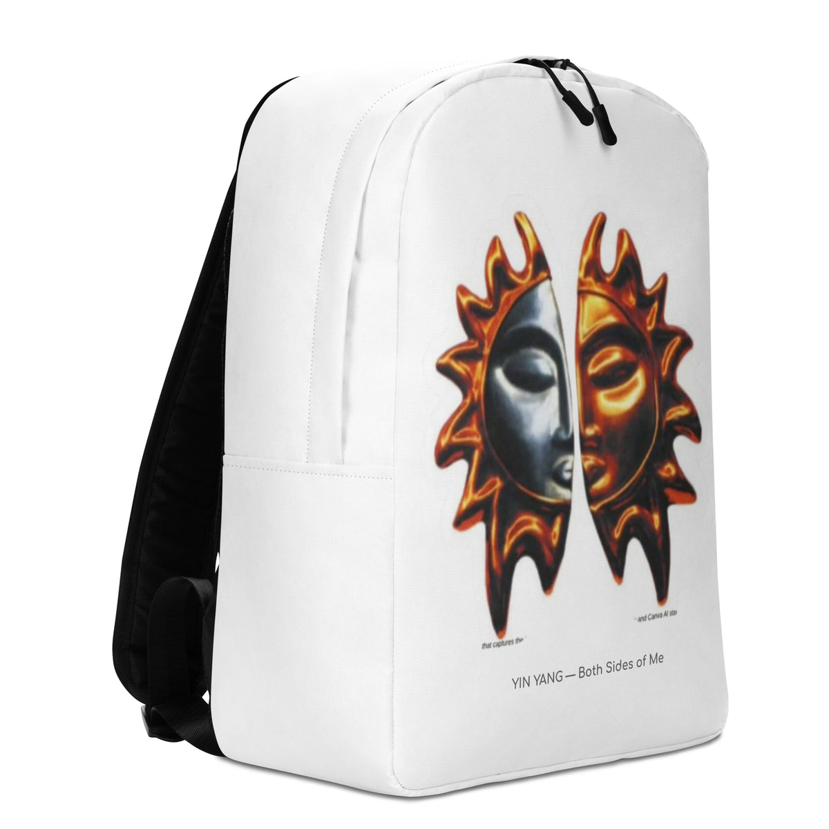 Yin Yang minimalist backpack in white, right side view — Le Van Kamp Studio