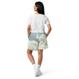 Enter into Creator Mode In The Zone Series Part IV cloud print long shorts on model woman back — Le Van Kamp Studio