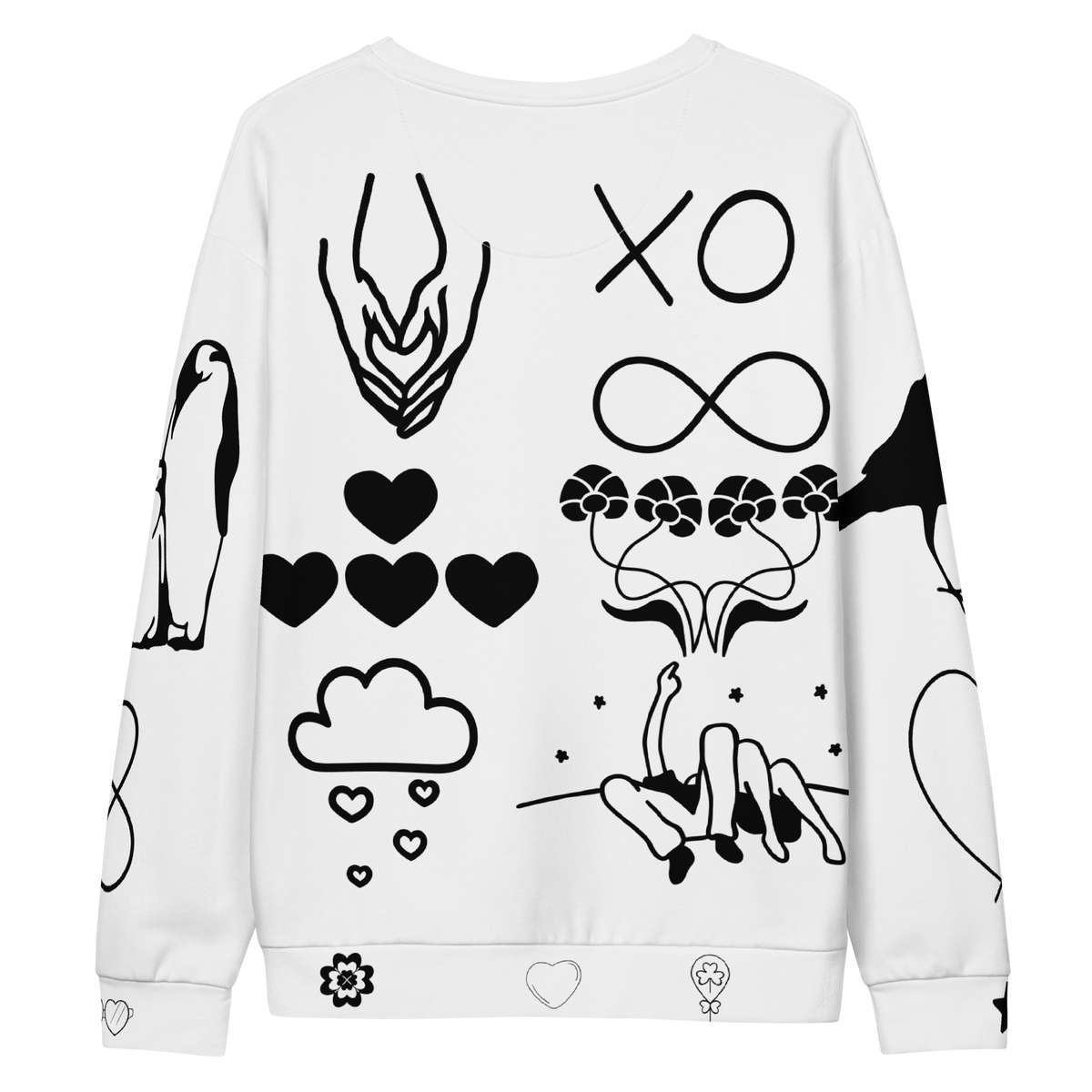 LOVE ME Don't Break Me unisex cotton sweatshirt back — Le Van Kamp Studio