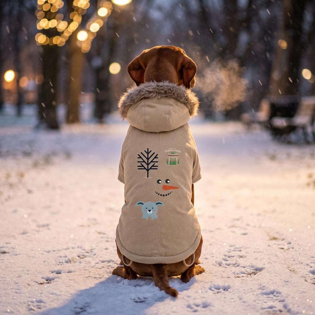 This Year- I Have You- Padded Dog Parka with Faux-Fur Trim - Weather-Resistant Winter Jacket