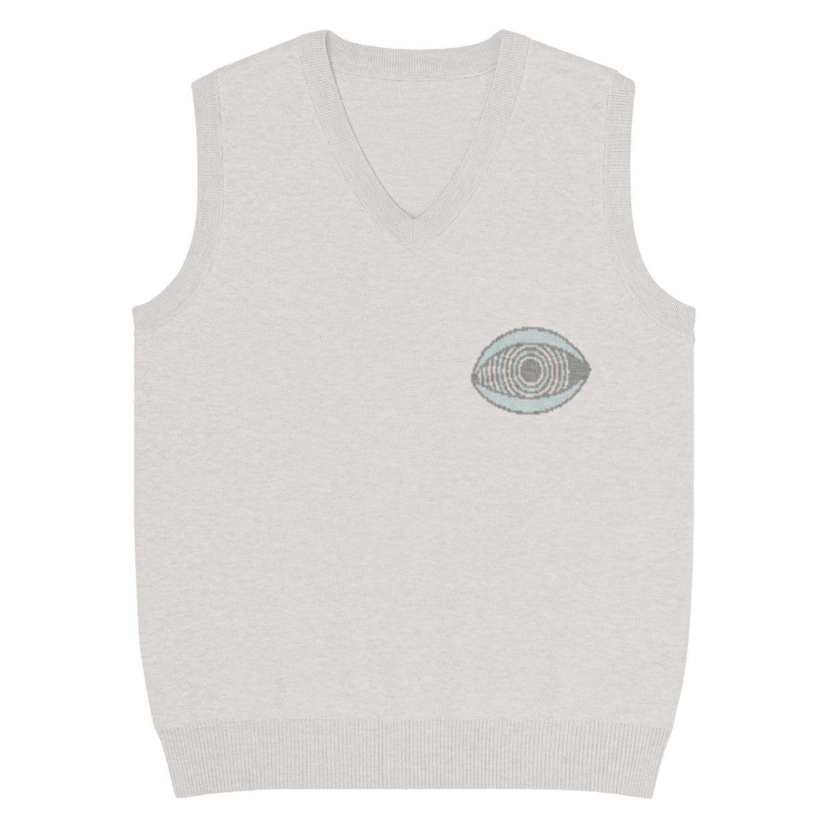 Ward Off the Evil Eye knit v-neck vest front — Le Van Kamp Studio