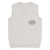 Ward Off the Evil Eye knit v-neck vest front — Le Van Kamp Studio