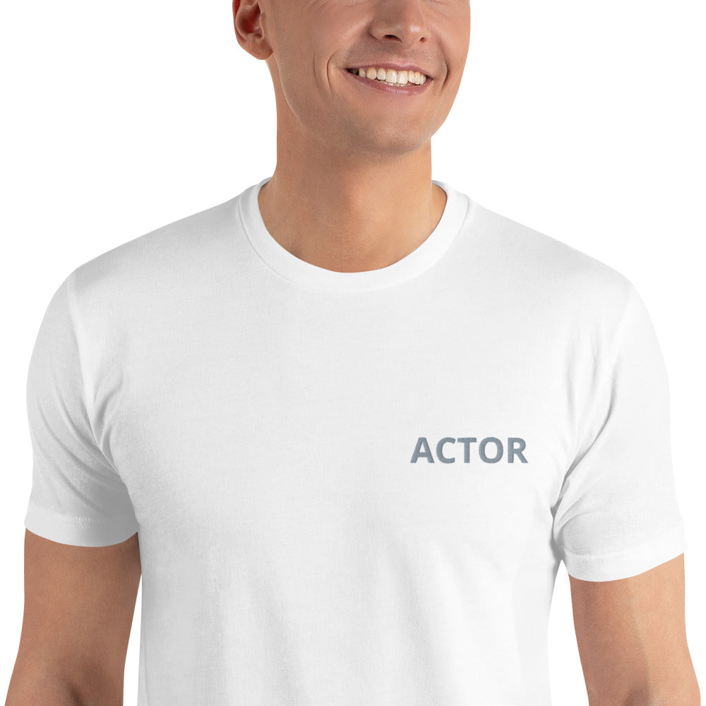 I Am an Actor Identity fitted t-shirt white zoomed in — Le Van Kamp Studio