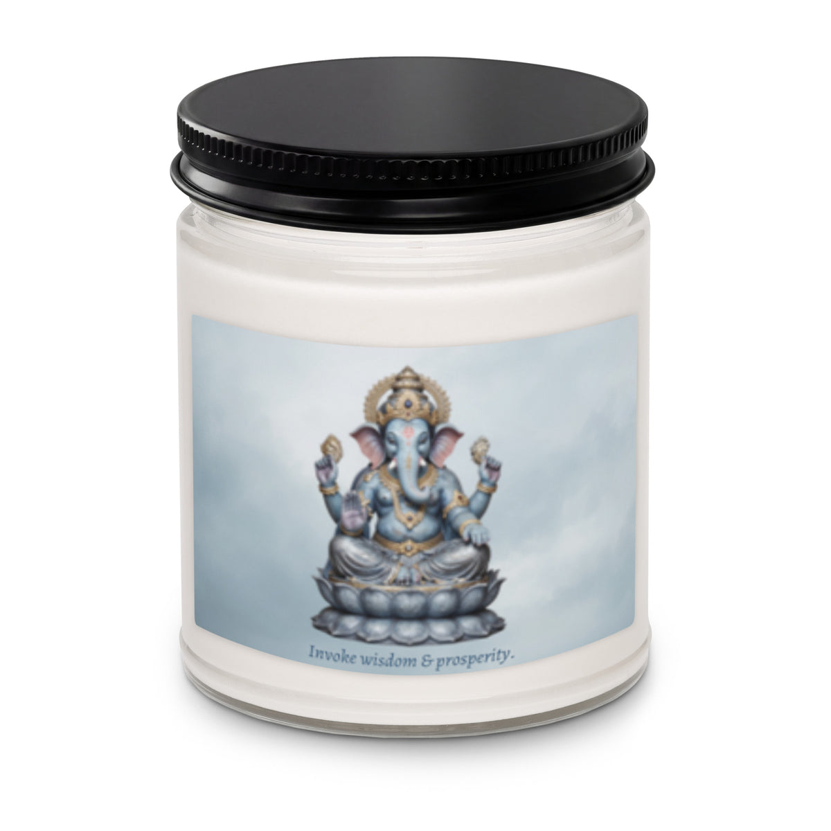 Ganesh meditation candle label detail — Le Van Kamp Studio