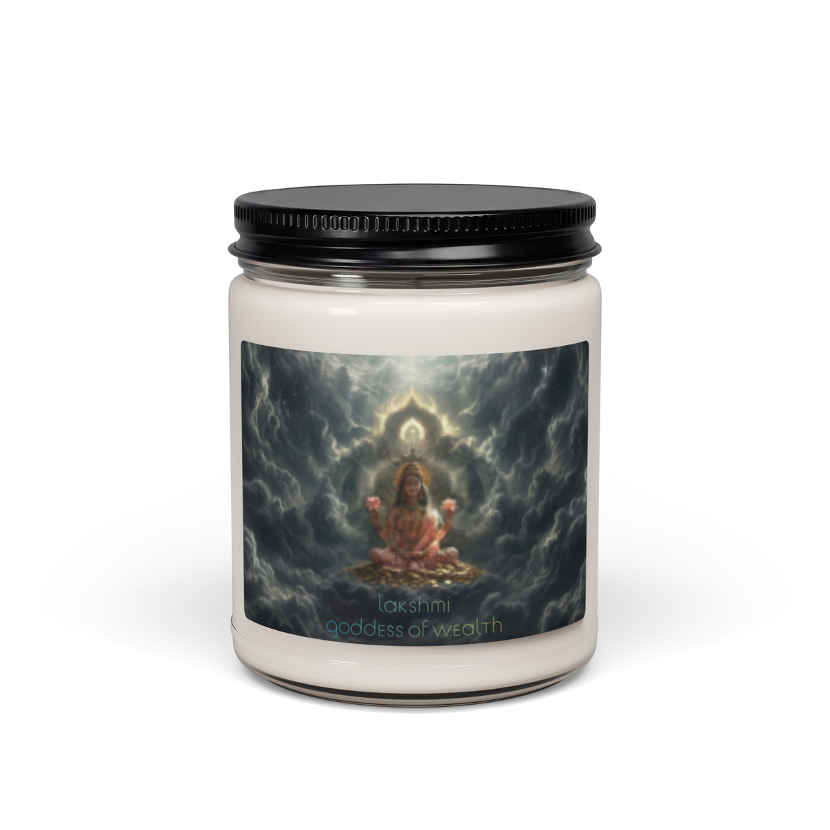 Lakshmi Goddess of Wealth Abundance and Grace soy candle front — Le Van Kamp Studio