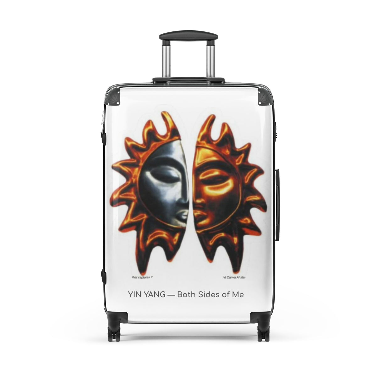 YIN YANG Balance Series large hard-shell suitcase, white polycarbonate with split sun face design — Le Van Kamp Studio