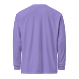 Aligned lavender long-sleeve tee — Buddha chakra print by Le Van Kamp Studio, back view
