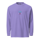 Aligned lavender long-sleeve tee — Buddha chakra print by Le Van Kamp Studio, front view