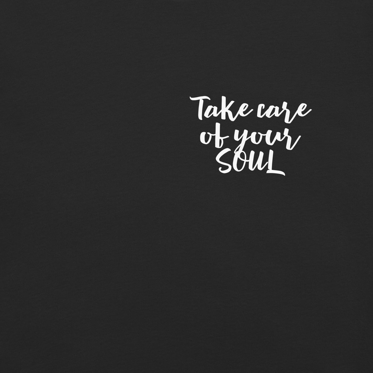 Take Care of Your Soul garment-dyed tee black front — Le Van Kamp Studio