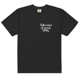 Take Care of Your Soul — Affirmation Unisex Garment-Dyed Heavyweight T-Shirt in Black