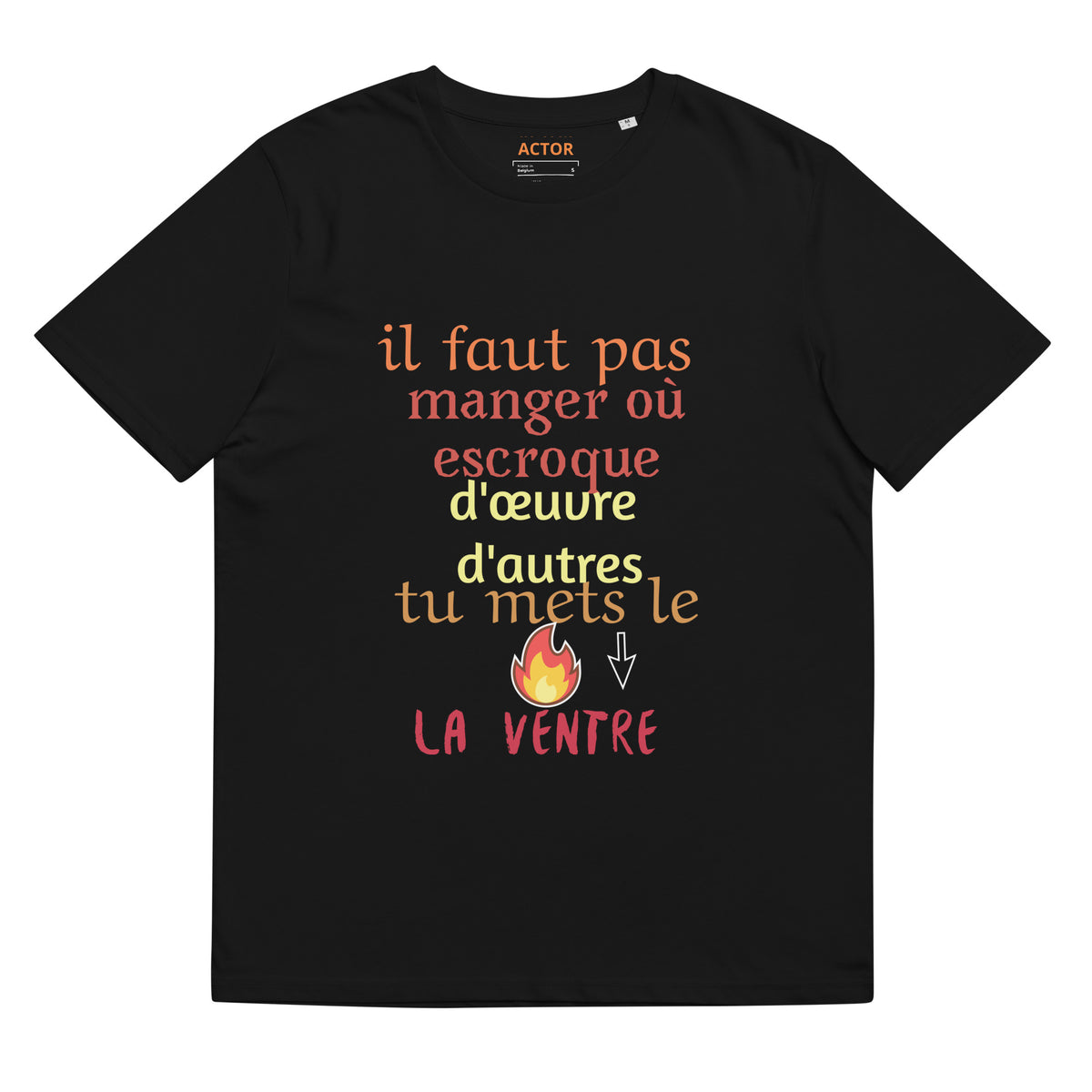 You Should Not Steal the Works of Others organic ribbed neck t-shirt black front — Le Van Kamp Studio
