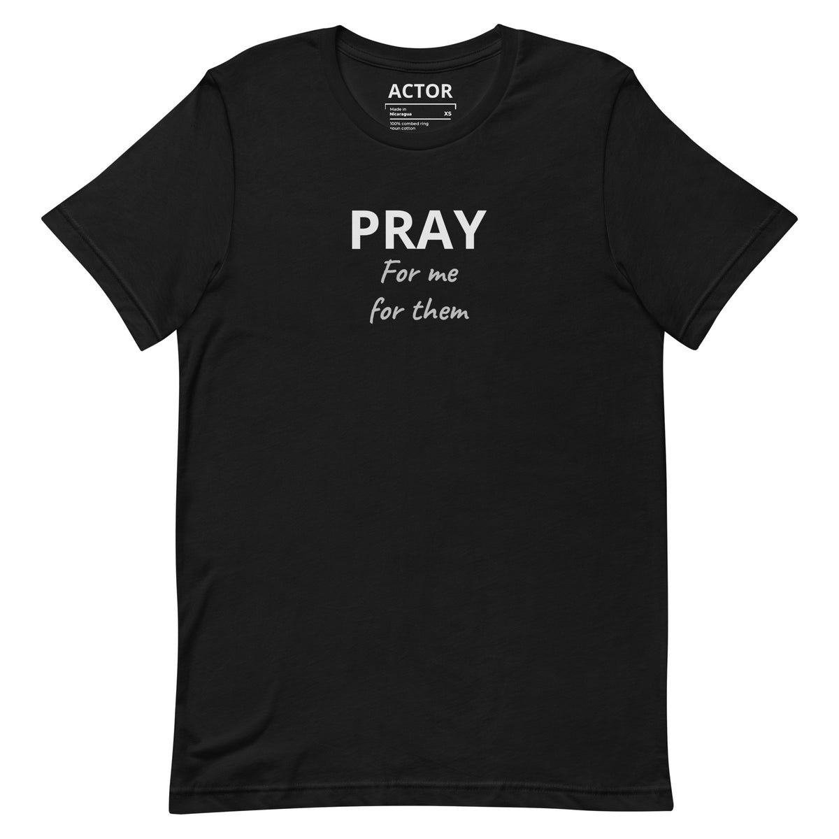 Pray for Me I Am in Trouble affirmation t-shirt black front — Le Van Kamp Studio