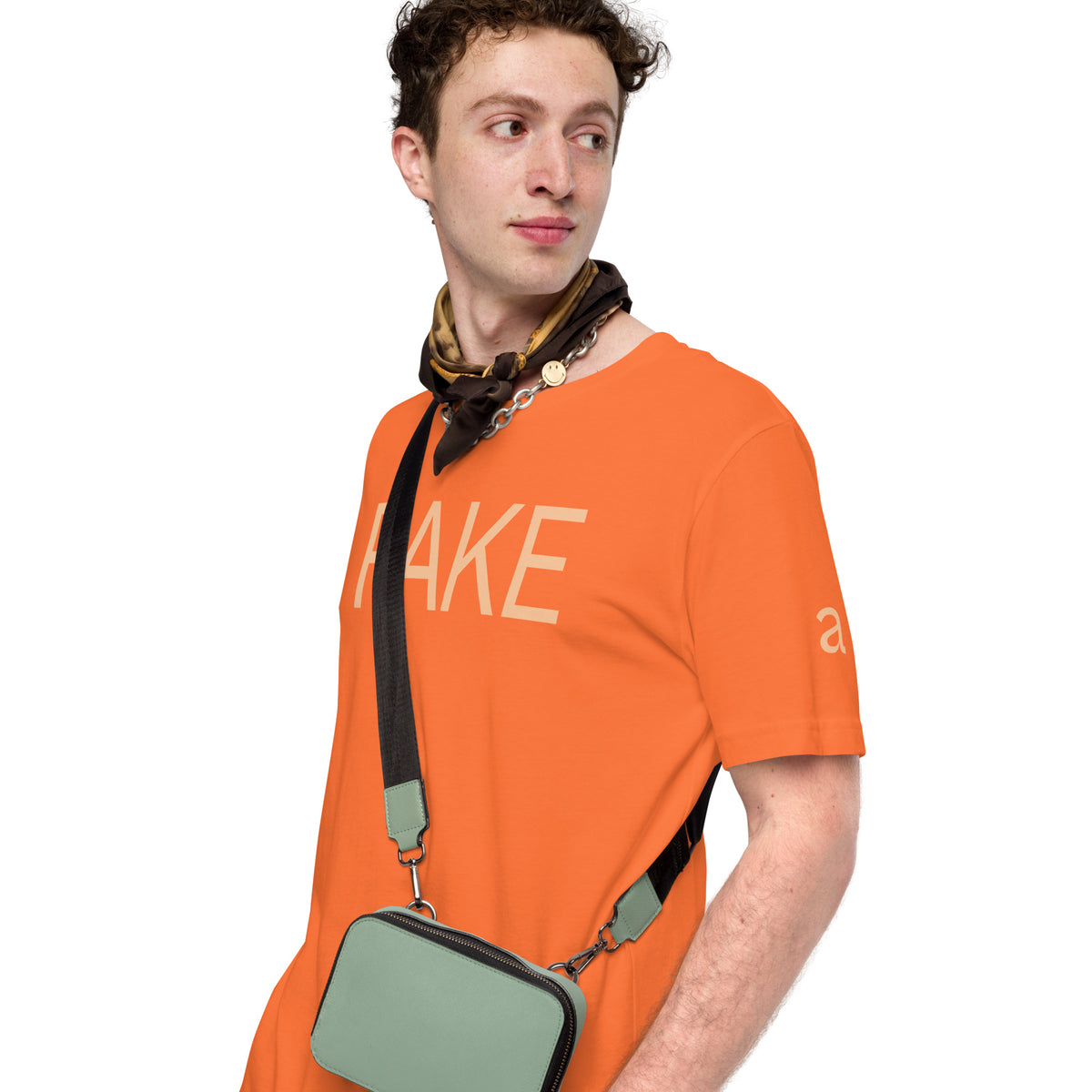 You Are a Fake III affirmation tee orange front — Le Van Kamp Studio