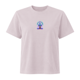 The Alignment Series — women's washed lavender tee, Buddha chakra print, front view | Le Van Kamp Studio