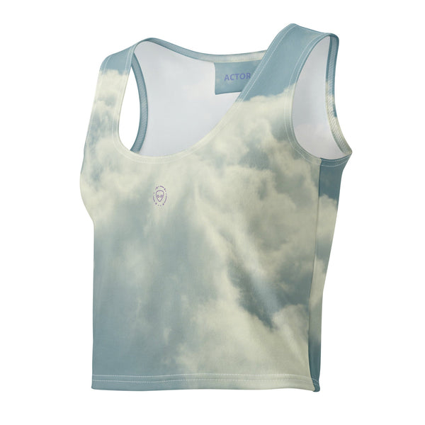 In The Zone all-over print cotton crop top in white — by Le Van Kamp Studio