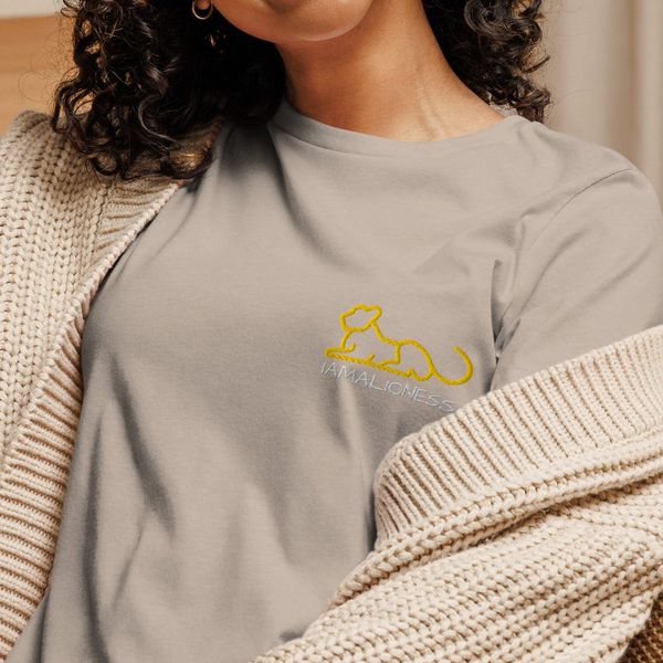 WEAR YOUR ROAR women’s relaxed t-shirt in heather stone — by Le Van Kamp Studio