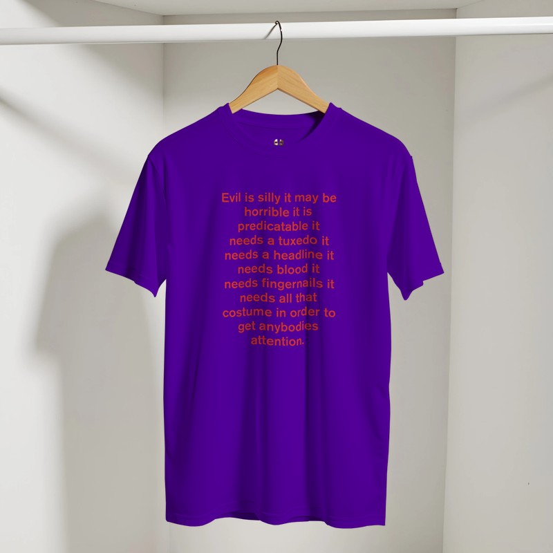Purple affirmation quote t-shirt on hanger, Behave as Beautifully as You Can collection by Le Van Kamp Studio