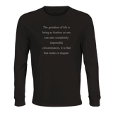 The Grandeur of Life Is Being as Fearless as One Can — Affirmation Unisex Long Sleeve Tee in Deep Black | Le Van Kamp Studio