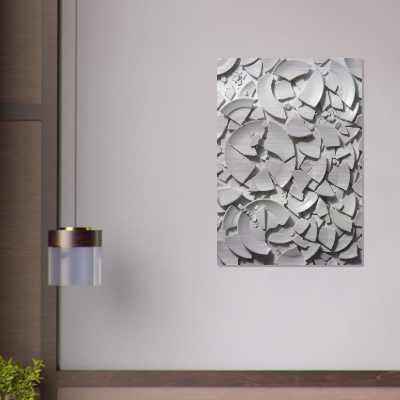 Spasimo Greek ritual plate breaking wall art brushed aluminium by M.V.K. — Le Van Kamp Studio