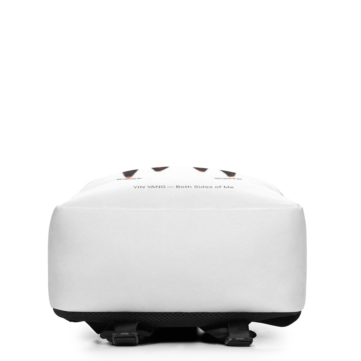 Yin Yang minimalist backpack in white, bottom view — Le Van Kamp Studio