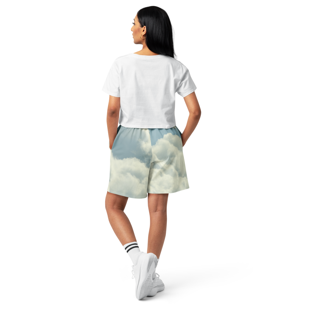 Enter into Creator Mode In The Zone Series Part IV cloud print long shorts on model woman back — Le Van Kamp Studio