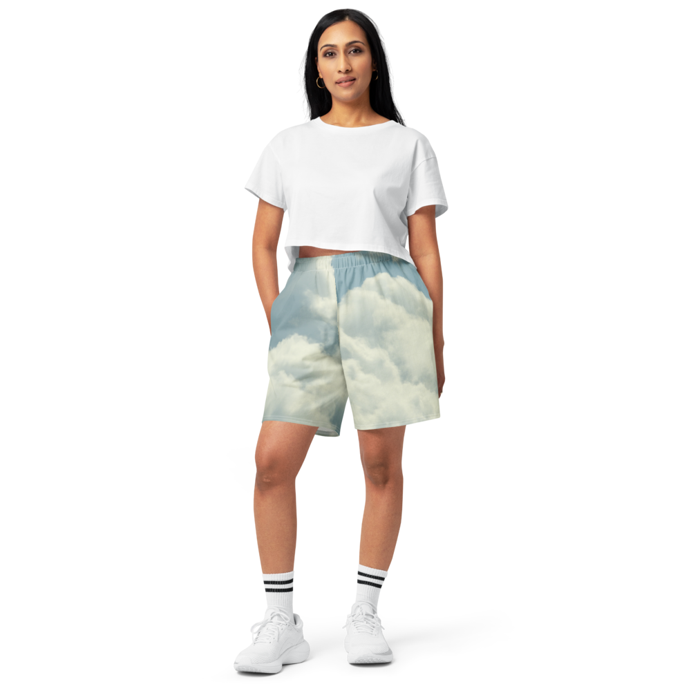 Enter into Creator Mode In The Zone Series Part IV cloud print long shorts on model woman front — Le Van Kamp Studio