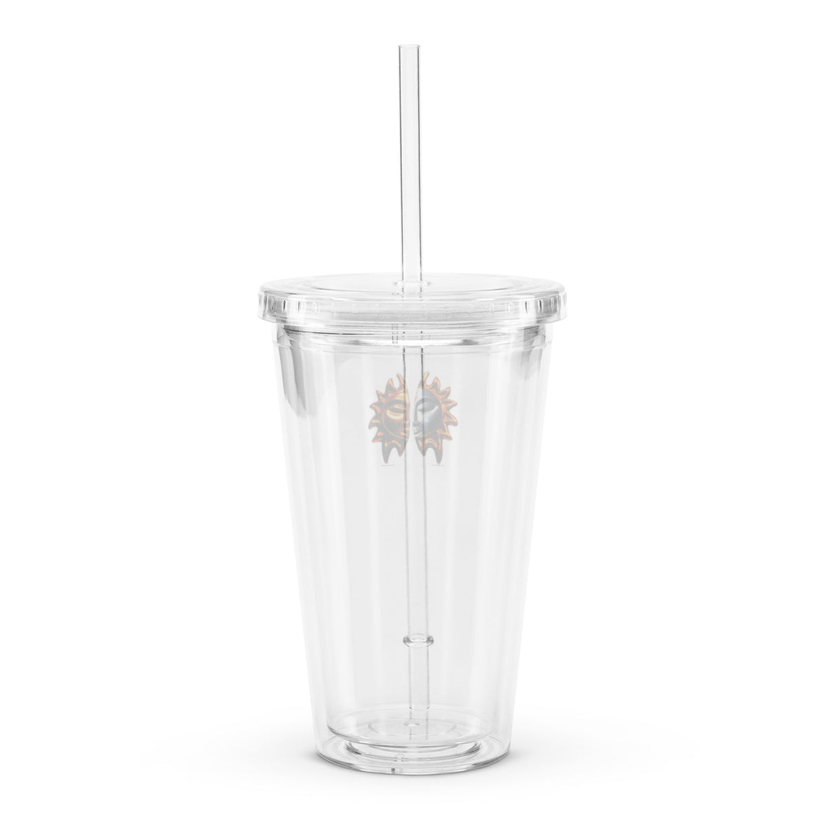 YIN YANG clear plastic tumbler 16oz back — Le Van Kamp Studio