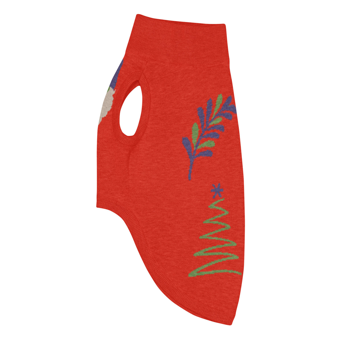 Knitted red XMAS pet sweater left front — Le Van Kamp Studio

