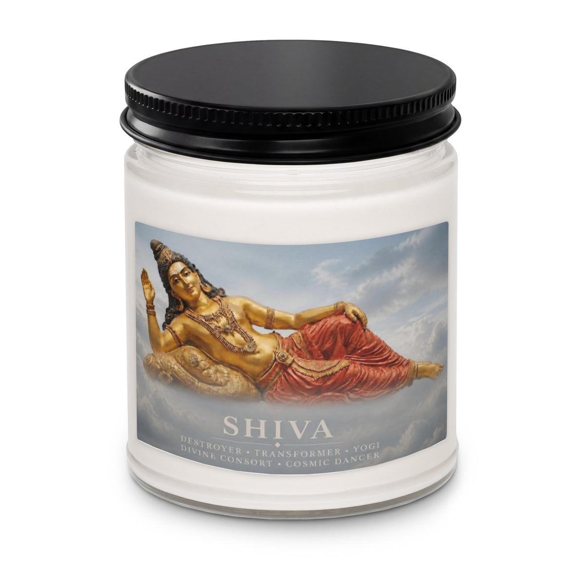 SHIVA meditation candle label detail — Le Van Kamp Studio