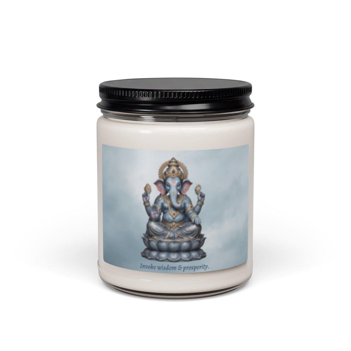 Ganesh Remover of Obstacles sea salt and orchid meditation candle front — Le Van Kamp Studio