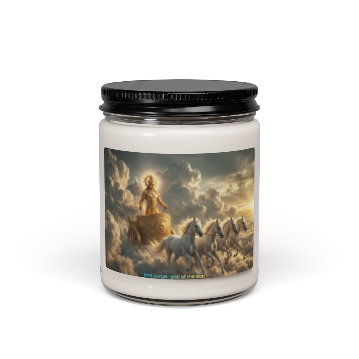 Lord Surya the Sun God on his celestial chariot — hand-poured soy candle by Le Van Kamp Studio