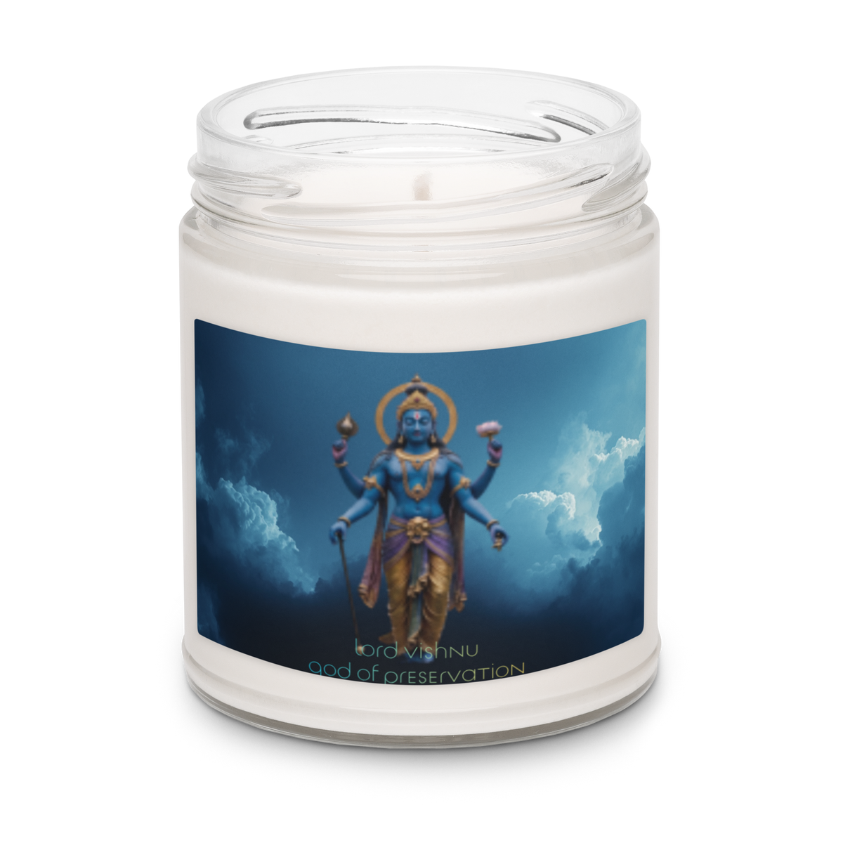 Lord Vishnu soy candle label detail — Le Van Kamp Studio