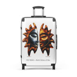 YIN YANG Balance Series large hard-shell suitcase, white polycarbonate with split sun face design — Le Van Kamp Studio