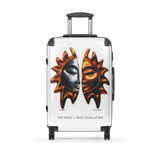 YIN YANG Balance Series medium hard-shell suitcase, white polycarbonate with split sun face design — Le Van Kamp Studio