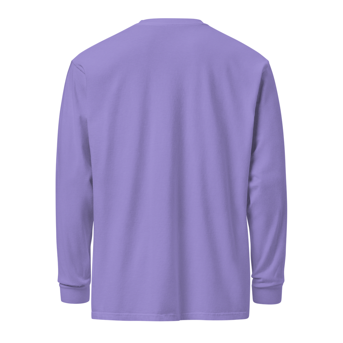 Aligned lavender long-sleeve tee — Buddha chakra print by Le Van Kamp Studio, back view