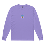Aligned lavender long-sleeve tee — Buddha chakra print by Le Van Kamp Studio, front view- 2