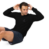 Use the Difficulty ACTOR long sleeve black on model sit-up left front — Le Van Kamp Studio