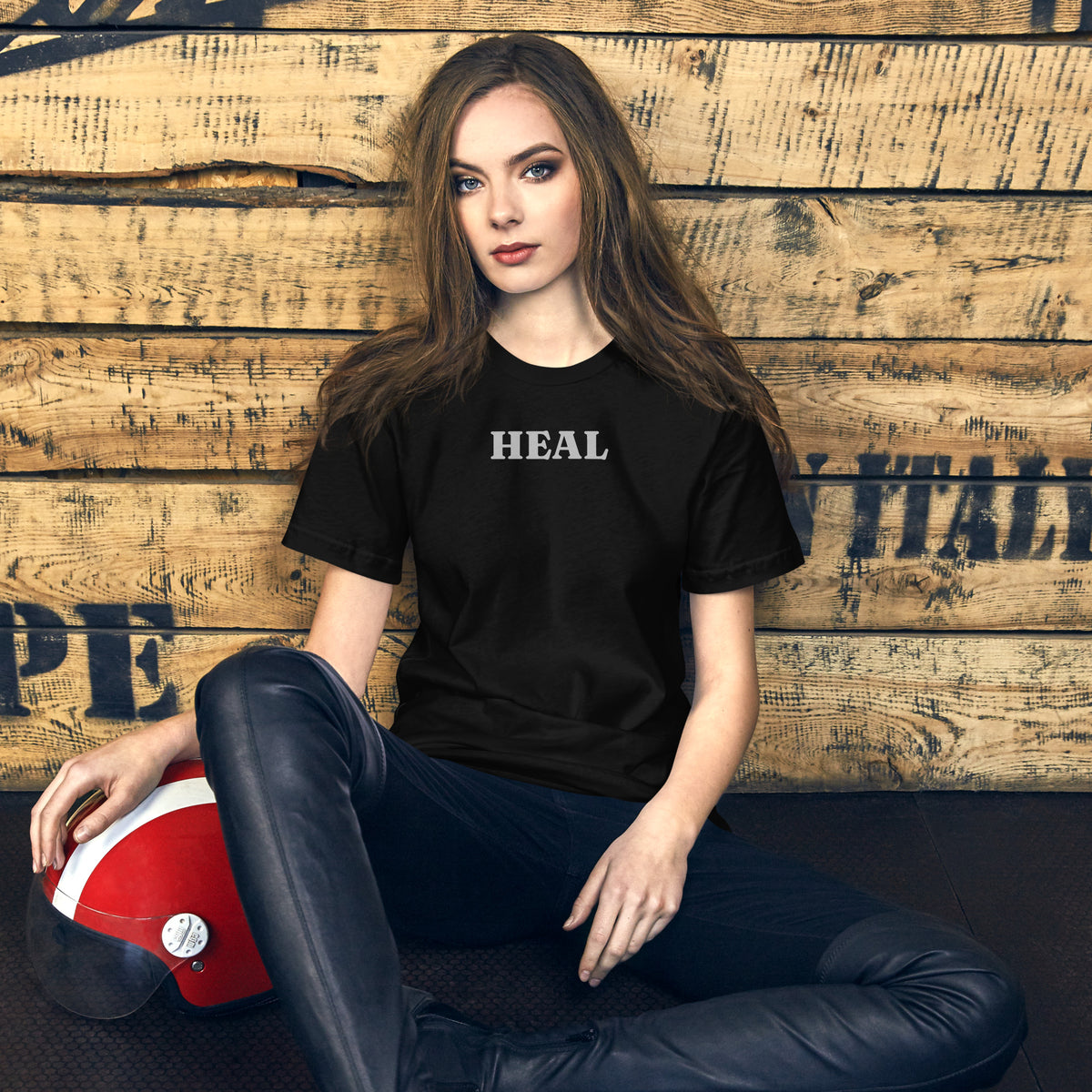 Heal affirmation t-shirt black front — Le Van Kamp Studio