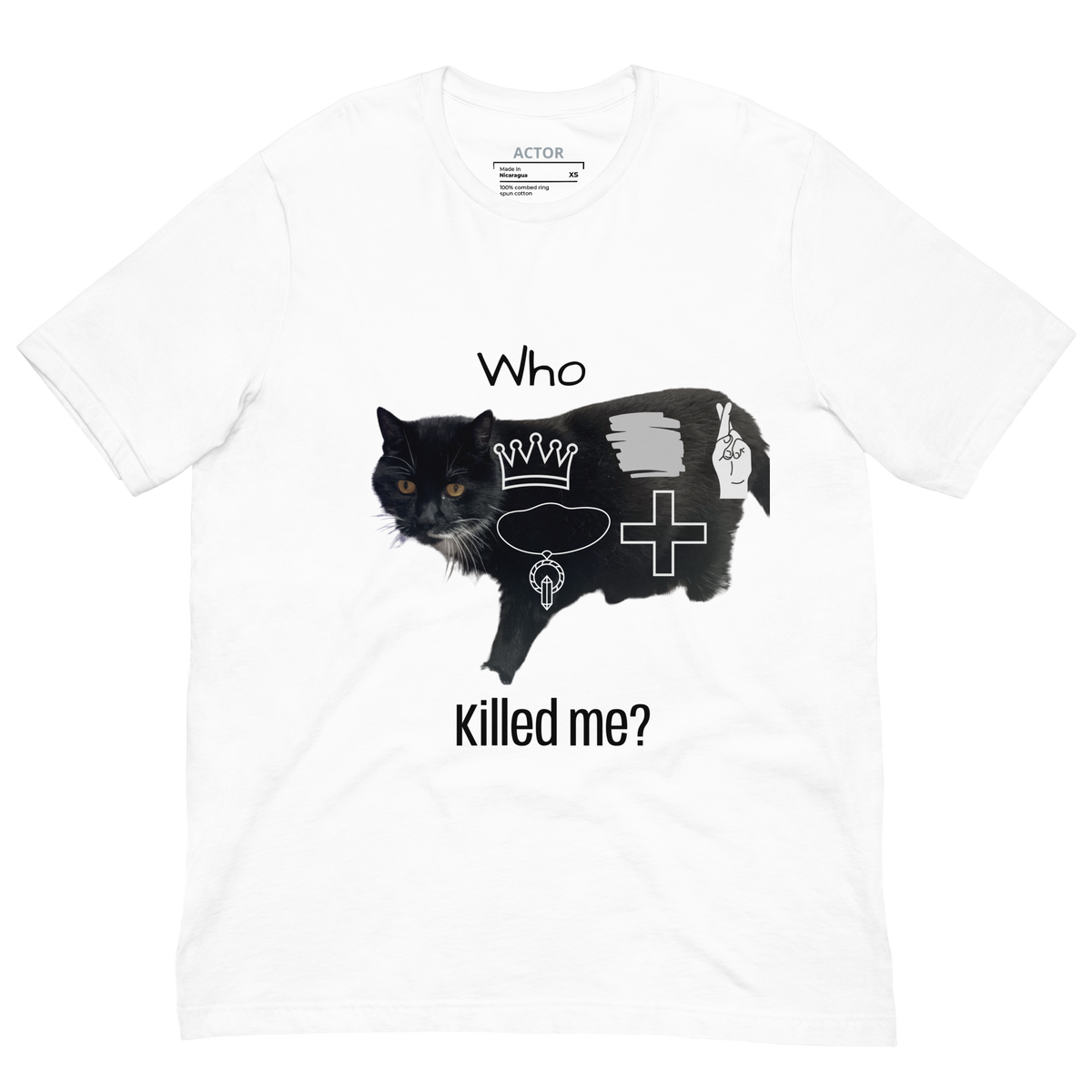 Remembering My Beloved Cat Who Killed Me pet bereavement tee white front — Le Van Kamp Studio