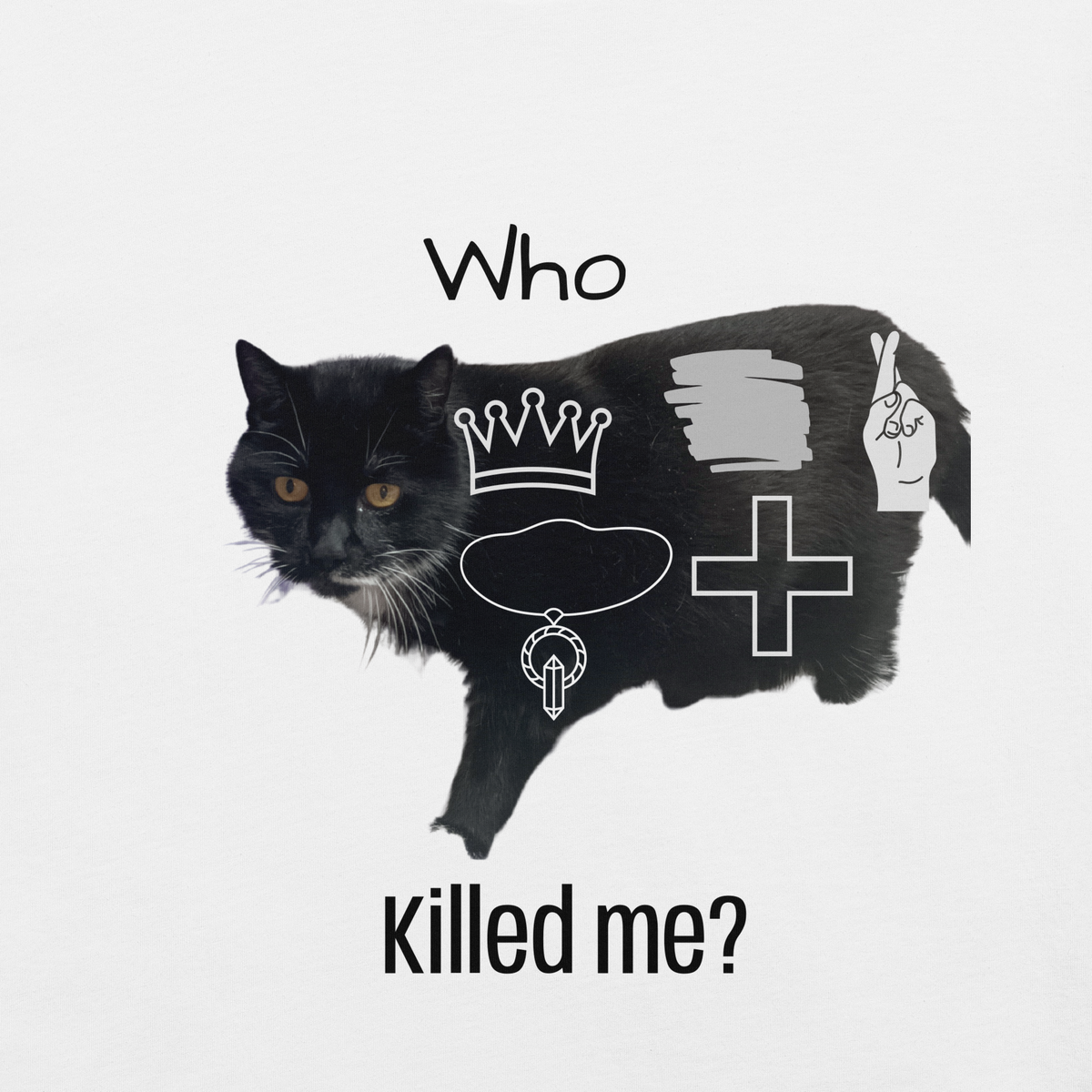 Remembering My Beloved Cat unisex staple tee white front detail — Le Van Kamp Studio