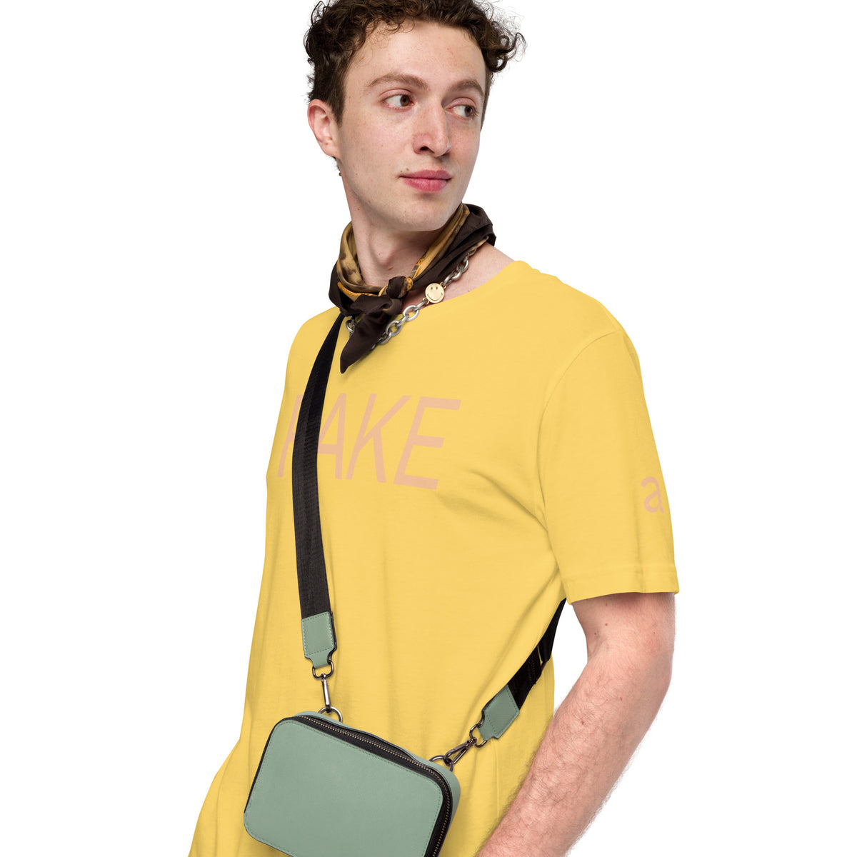You Are a Fake III affirmation tee yellow front — Le Van Kamp Studio