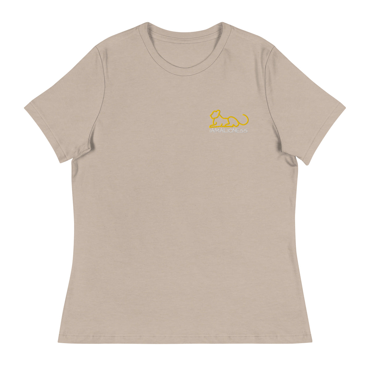 IAMALIONESS women's relaxed tee heather stone front — Le Van Kamp Studio